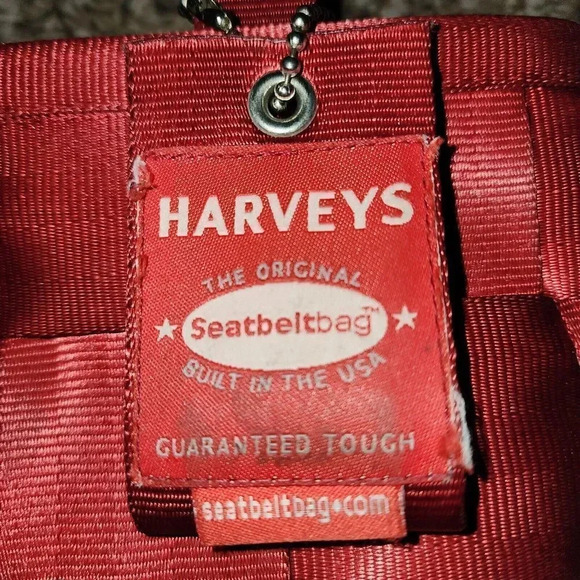 Harveys Women's Red Original Shoulder Seatbelt Bag Double Handle Strap Zip Top - Picture 3 of 7
